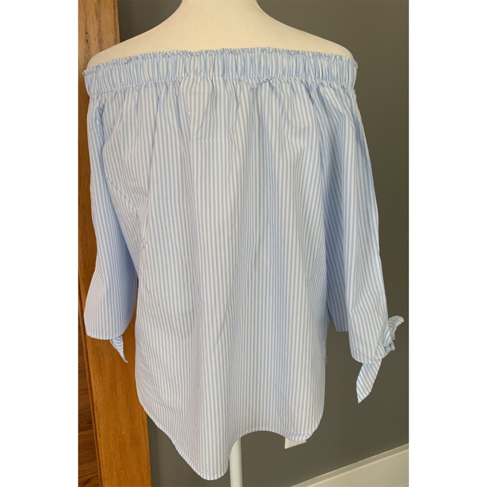 H&M L.O.G.G. White and Light Blue Striped Top - Picture 4 of 8